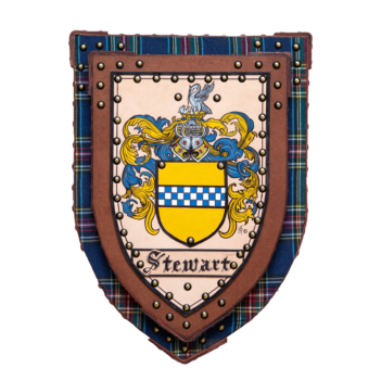 Tienie and Yvonne Heraldic Family Crest on Leather